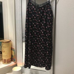 Black and floral slip dress